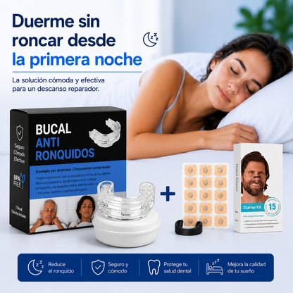 VitalCalm™- Bucal Antironquidos + 4 Dilatadores Nasales de ¡REGALO!